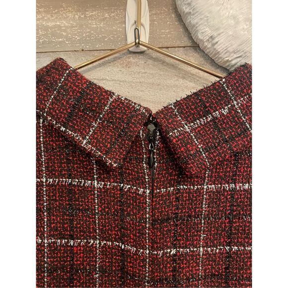 Julia Jordan 12 Jackie O inspired lined metallic red black plaid tweed dress w/s - Picture 8 of 10